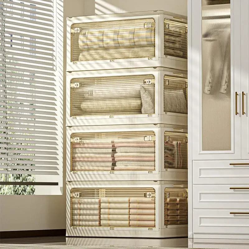Scatola di Stoccaggio in Plastica Trasparente per Uso Domestico, Organizer Pieghevole per Vestiti e Giocattoli, Stile Moderno e Semplice, Universale