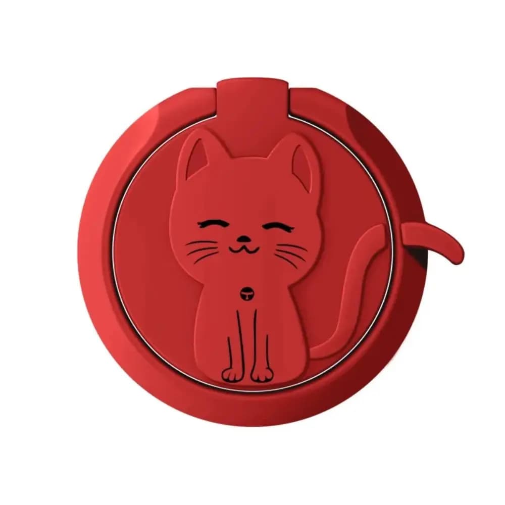 Cute Cat Cellphone Finger Ring Holder Foldable Metal Desk Phone Holder 360° Rotatable Kickstand Sticker Finger Ring Bracket