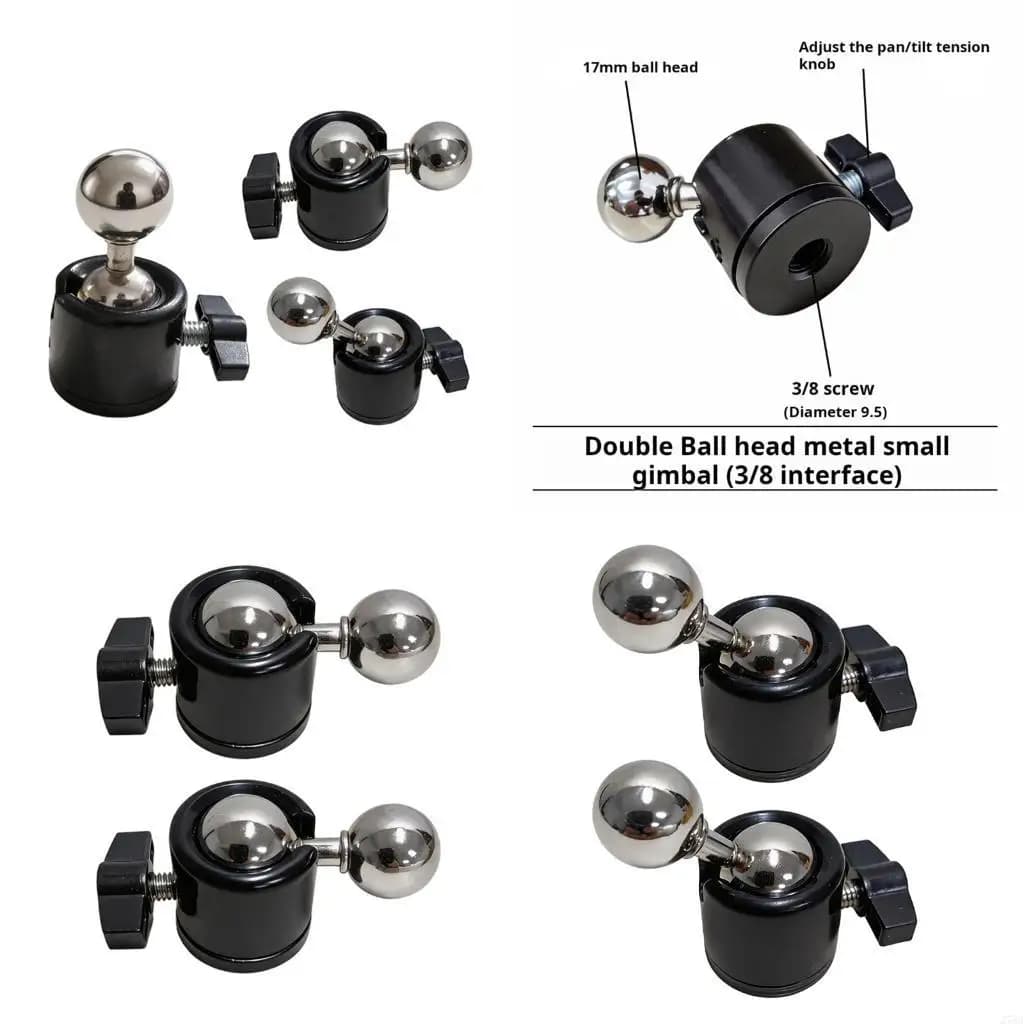 J78A 2Pieces Heavy Duty Metal Ball Head Adapters With Lock Nut For 3/8Inch Tripods And 17Mm Ball Mount