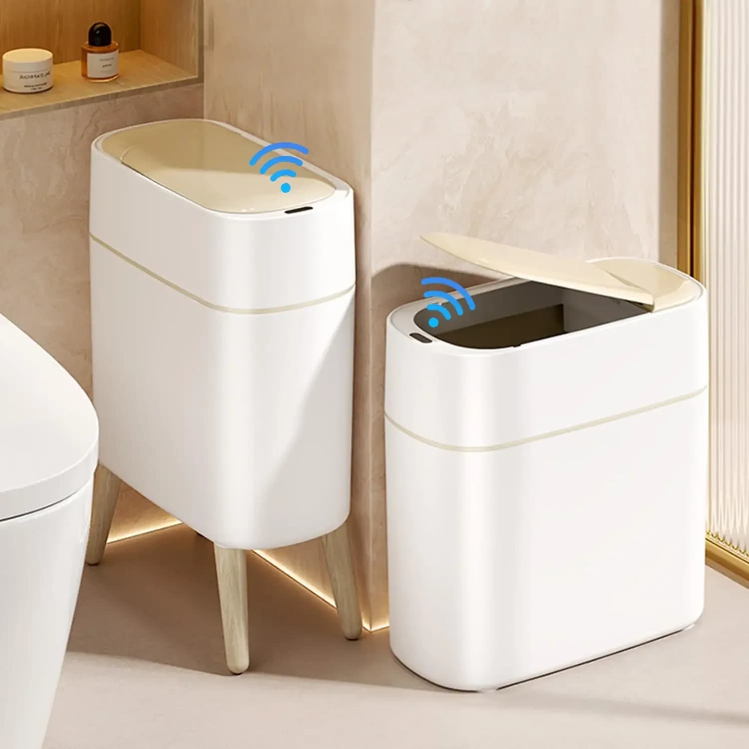Cestino per Rifiuti Compatto da 2,5 Galloni con Sensore di Movimento Senza Contatto e Coperchio per Bagno, Camera da Letto, Cucina, Ufficio