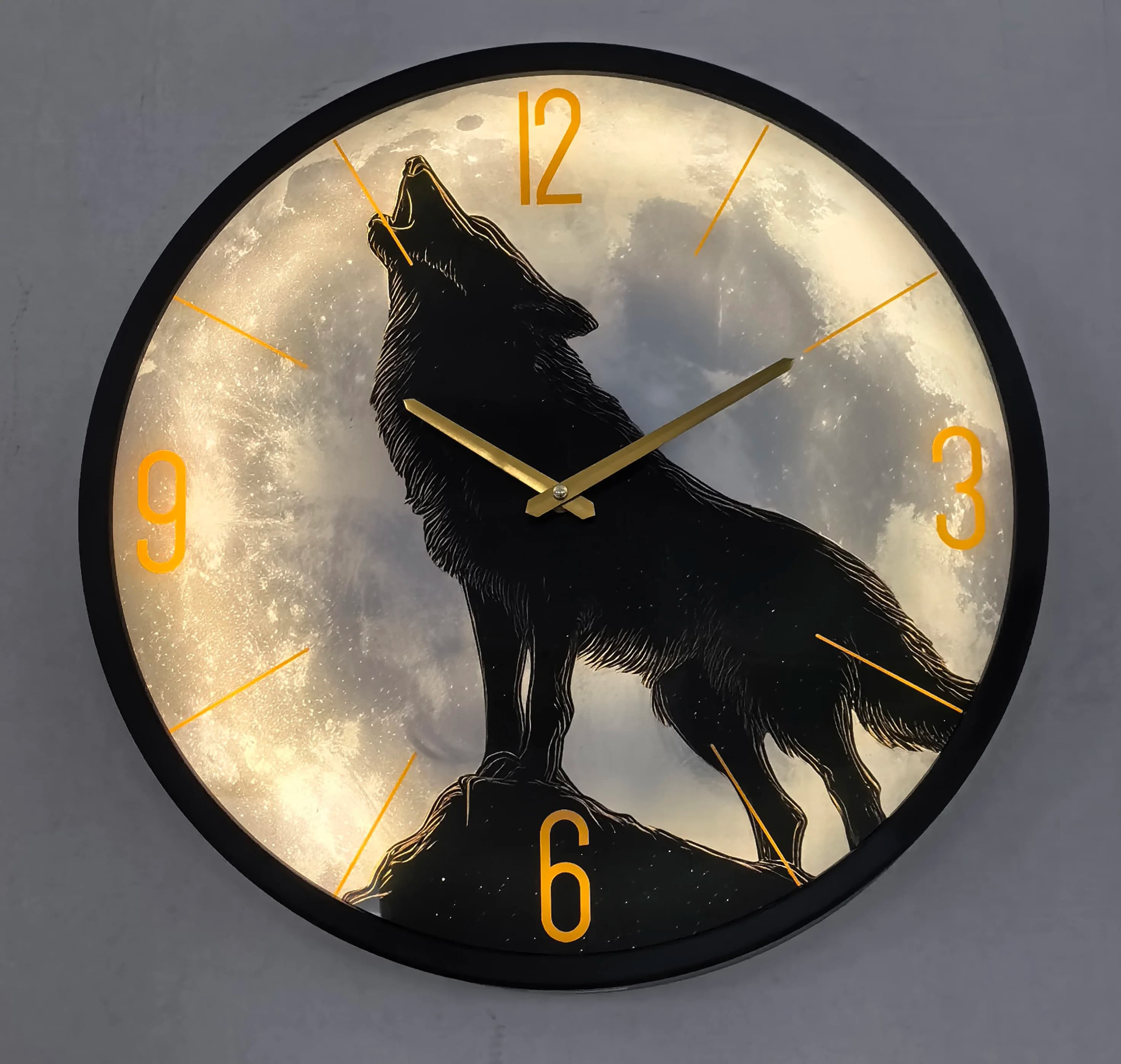 Orologio da Parete Moderno Minimalista 45CM con Luce Notturna LED, Design in Ferro di Lusso Art Deco per Soggiorno e Arredamento Casa