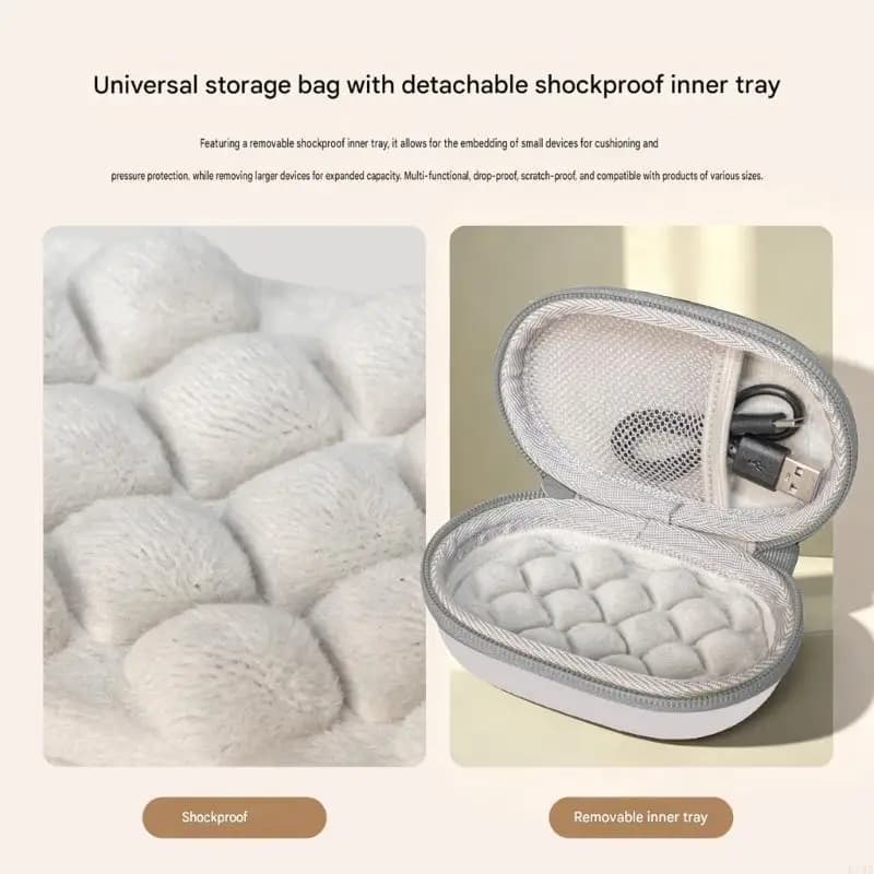 Portable Cable Carry Case Hard Shell Accessory with Carabiner for Cords Power Adapters and Travel Bags Daily F19E
