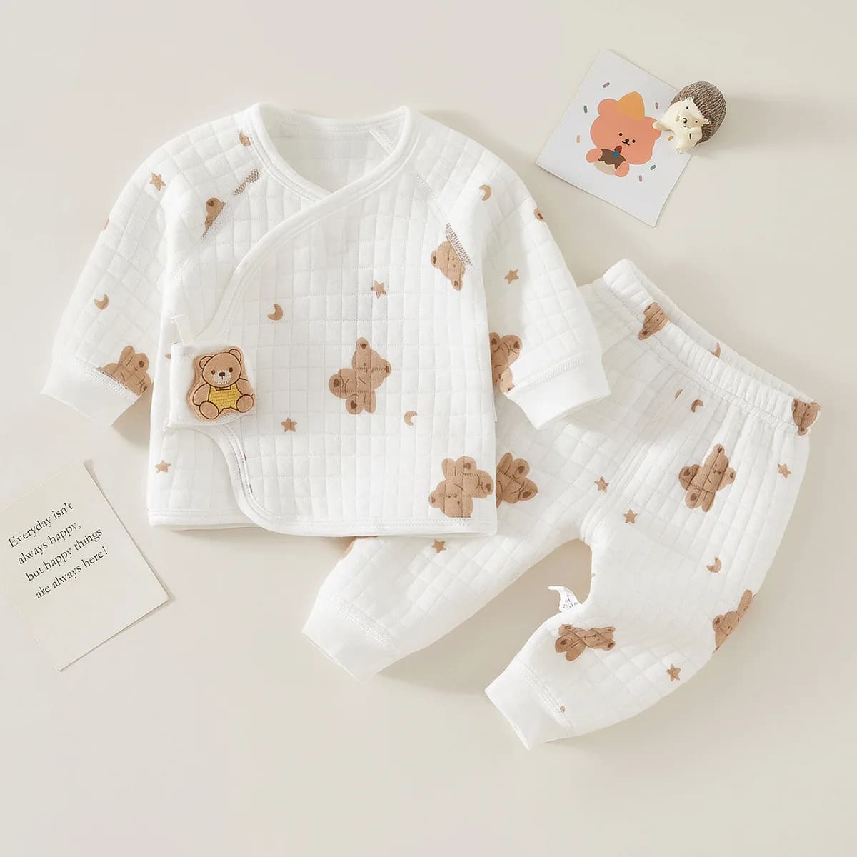 Completo intimo termico autunno inverno Set di abbigliamento per bambini Set pigiama per ragazze dei ragazzi Indumenti da notte caldi per bambini Orso dei cartoni animati Abbigliamento per bambini