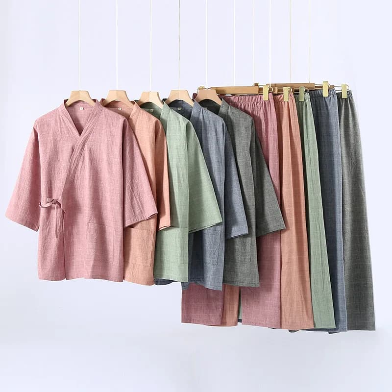 Abbigliamento per la casa da donna in cotone primavera e autunno pantaloni lunghi a maniche lunghe vestiti per la casa cardigan semplice pigiama in due pezzi