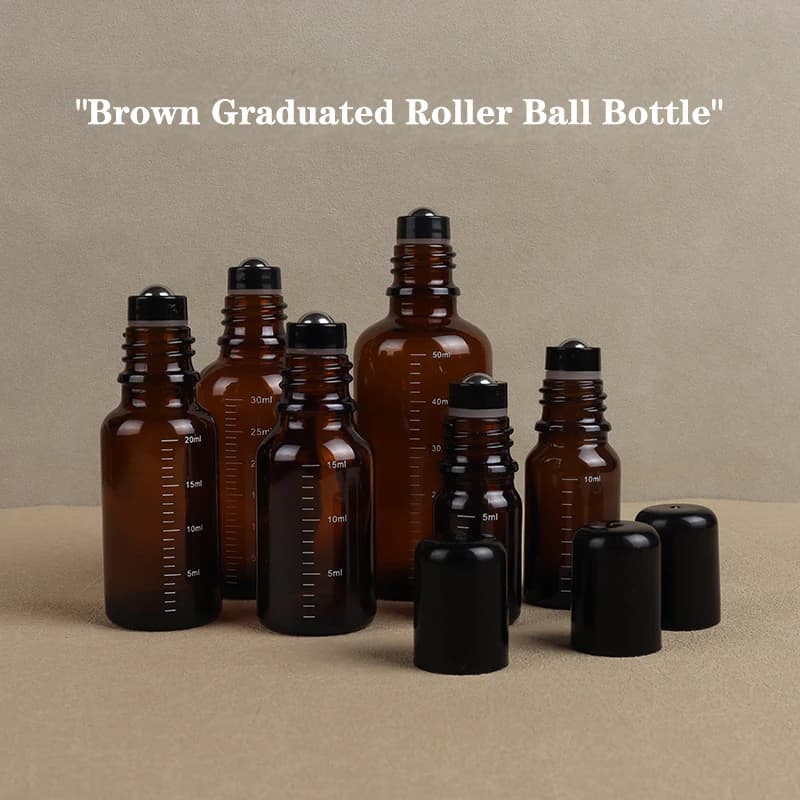1 pz 5 ml 10 ml 15 ml 20 ml 30 ml 50 ml vuoto marrone rotolo su bottiglie di vetro sfera a rulli per profumo olio essenziale sostanze liquide