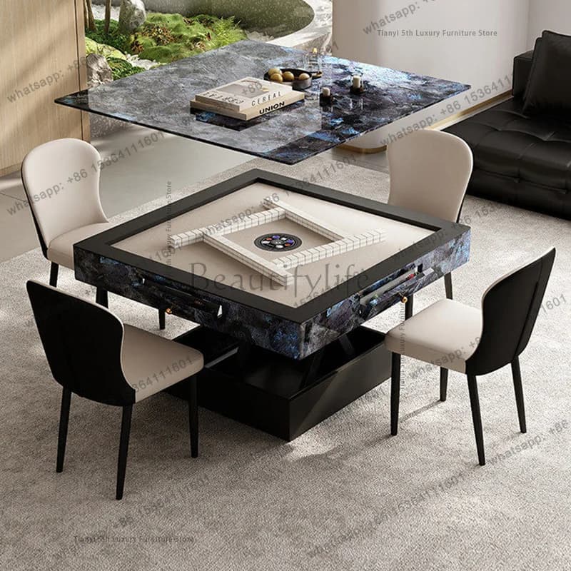 PG Nordic Rock Slab High-grade Mahjong Table Modern Living Room Center Tea Table Liftable Silent Home Furniture FYMT