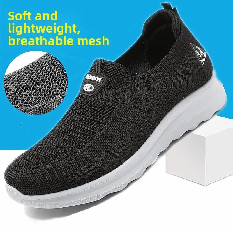 Men's Slip-On Running Shoes Breathable Mesh Anti-Odor Spring Summer Flat Heel round Toe Pure Color Comfortable Casual Sports ...