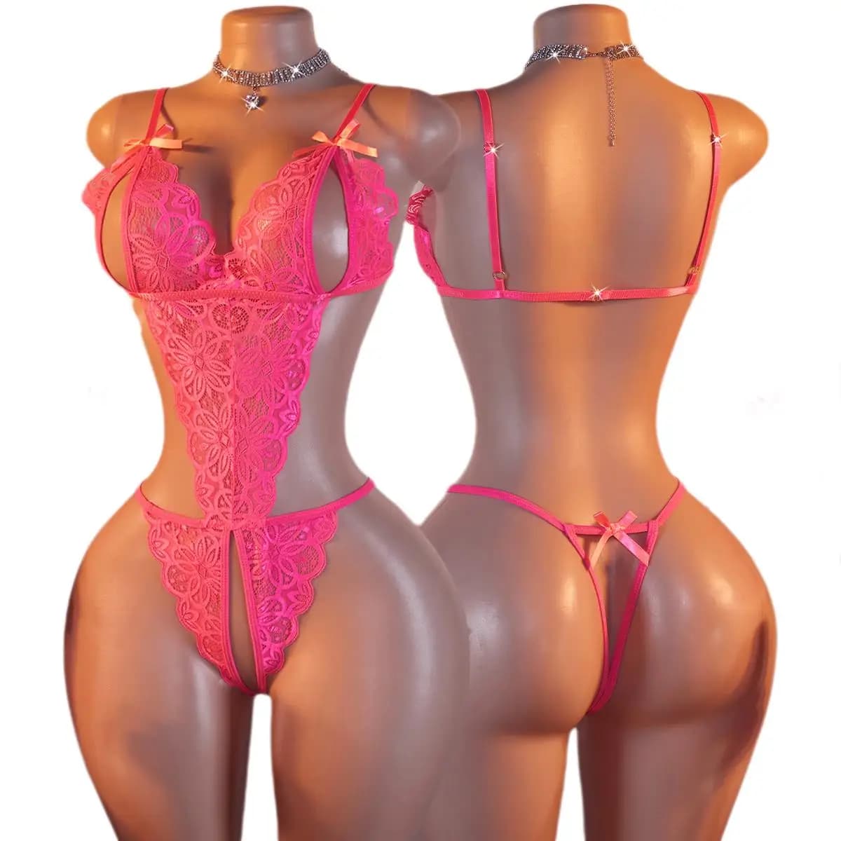 Camicia da notte sexy Reggiseno aperto Crotchless Body Orsacchiotti esotici Babydoll Intimo One Piece Lingerie elegante e seducente per le donne