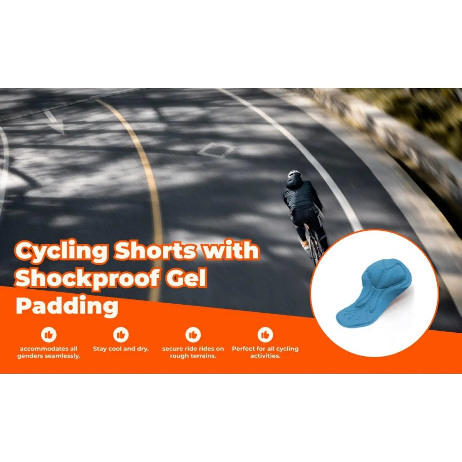 Pantaloncini Imbottiti Antiurto per Ciclismo con Inserto in Gel, Unisex per Adulti, Intimo da Bici per Gite in Montagna
