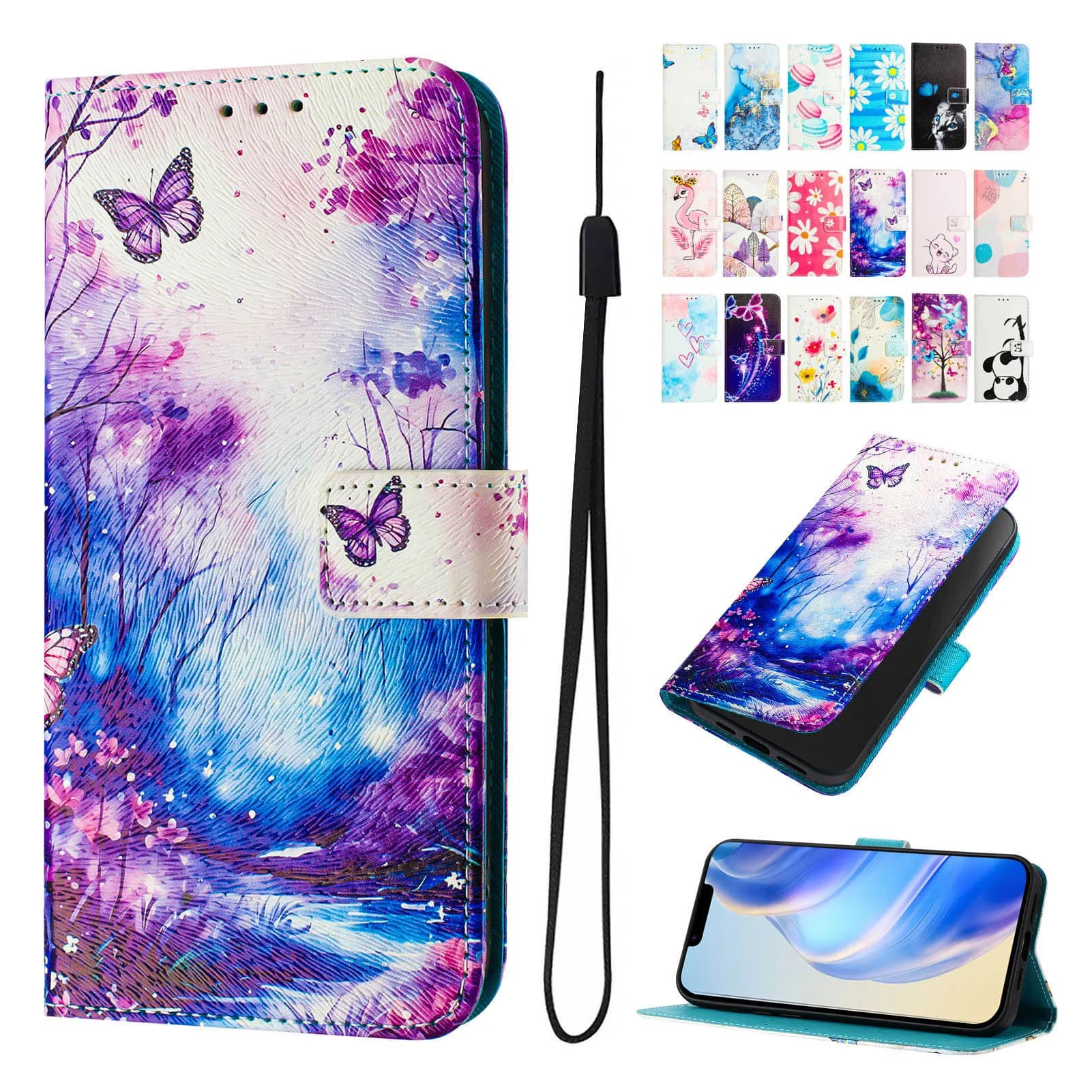 Custodia per telefono con design colorato e fantasia per ZTE Blade A76 A56 Pro A36 V80, Nubia Air Focus 2 Ultra - Cover a portafoglio