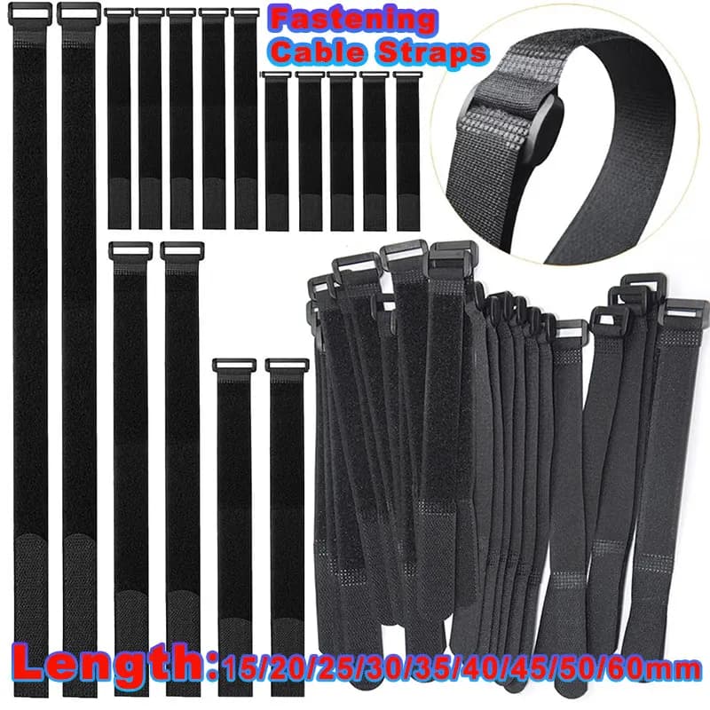 5/10PCS Fascette per cavi con gancio e anello Fascette per cavi in nylon di fissaggio riutilizzabili Organizzatore di fascette di fissaggio regolabile per Home Office 15-60mm
