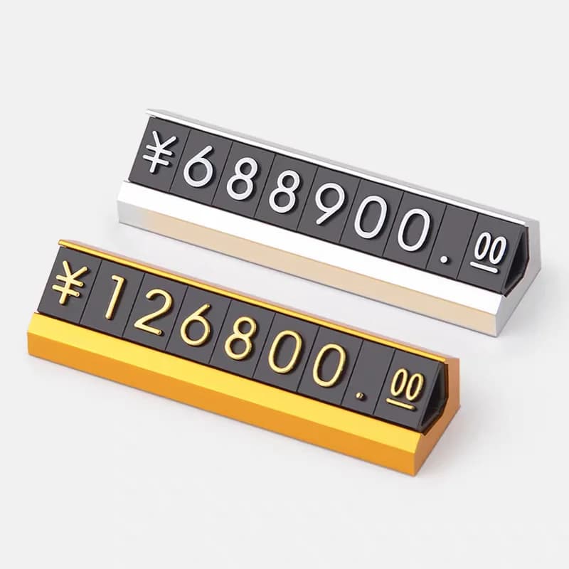 5 Pezzi Numero Regolabile Prezzo Cubo Tag Etichetta Prezzi in Metallo Porta Cartello Supporto Blocco Kit Cartellini dei Prezzi dei Gioielli