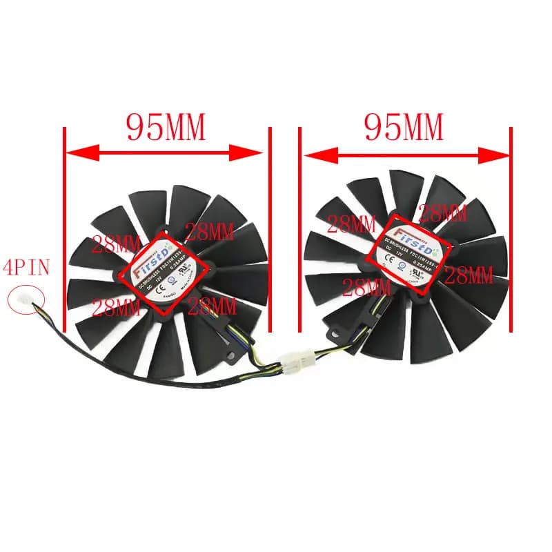 Ventola di Raffreddamento per Scheda Video da Gaming ASUS GTX 1070 Ti CERBERUS ADVANCED, 95MM FDC10M12S9-C, Ventola per GTX1070Ti