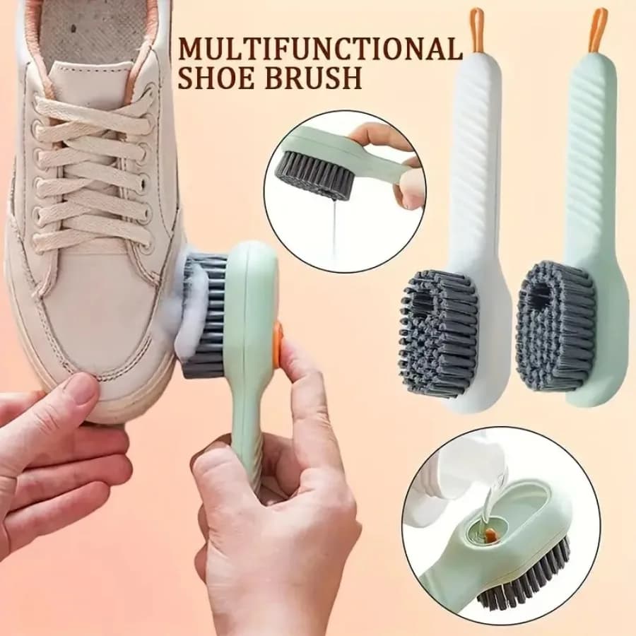 Spazzola per scarpe con manico ergonomico e setole morbide – Spazzola multiuso verde per la pulizia della casa e della lavanderia