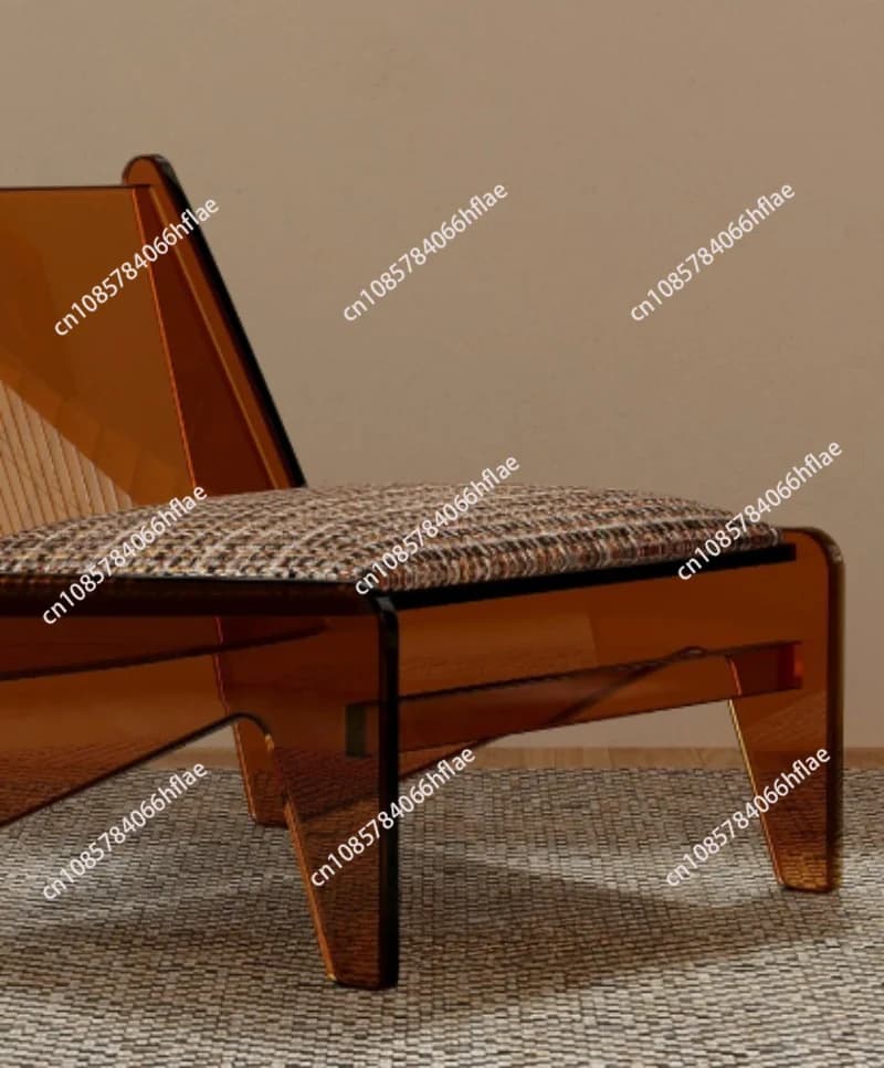 Retro Grid Cushion Acrylic Chair & Stool, Custom Sizes Optional Colors Acrylic Leather Sofa Support Wholesale Furniture