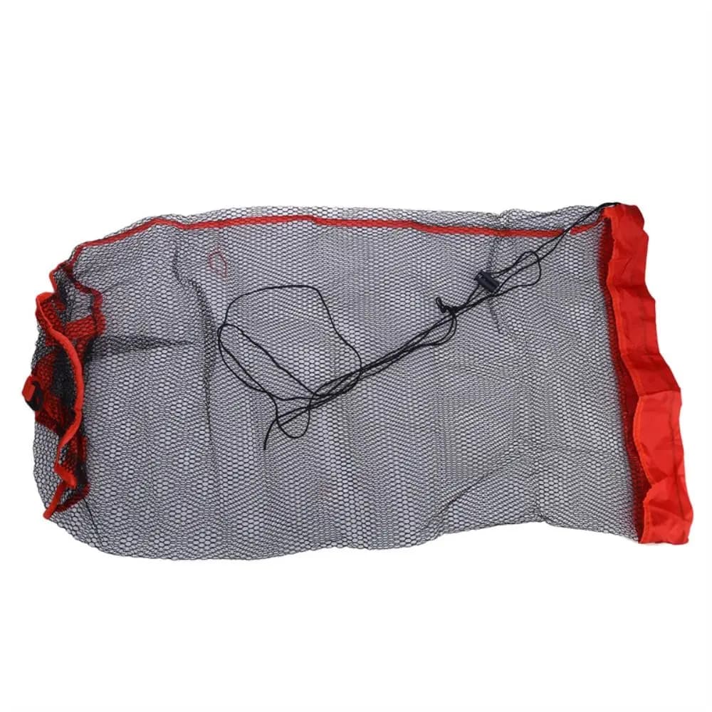 Borsa a rete da pesca con coulisse, cesto per pesci vivi, rete a sacchetto per la protezione dei pesci, gabbia a rete da pesca rinforzata