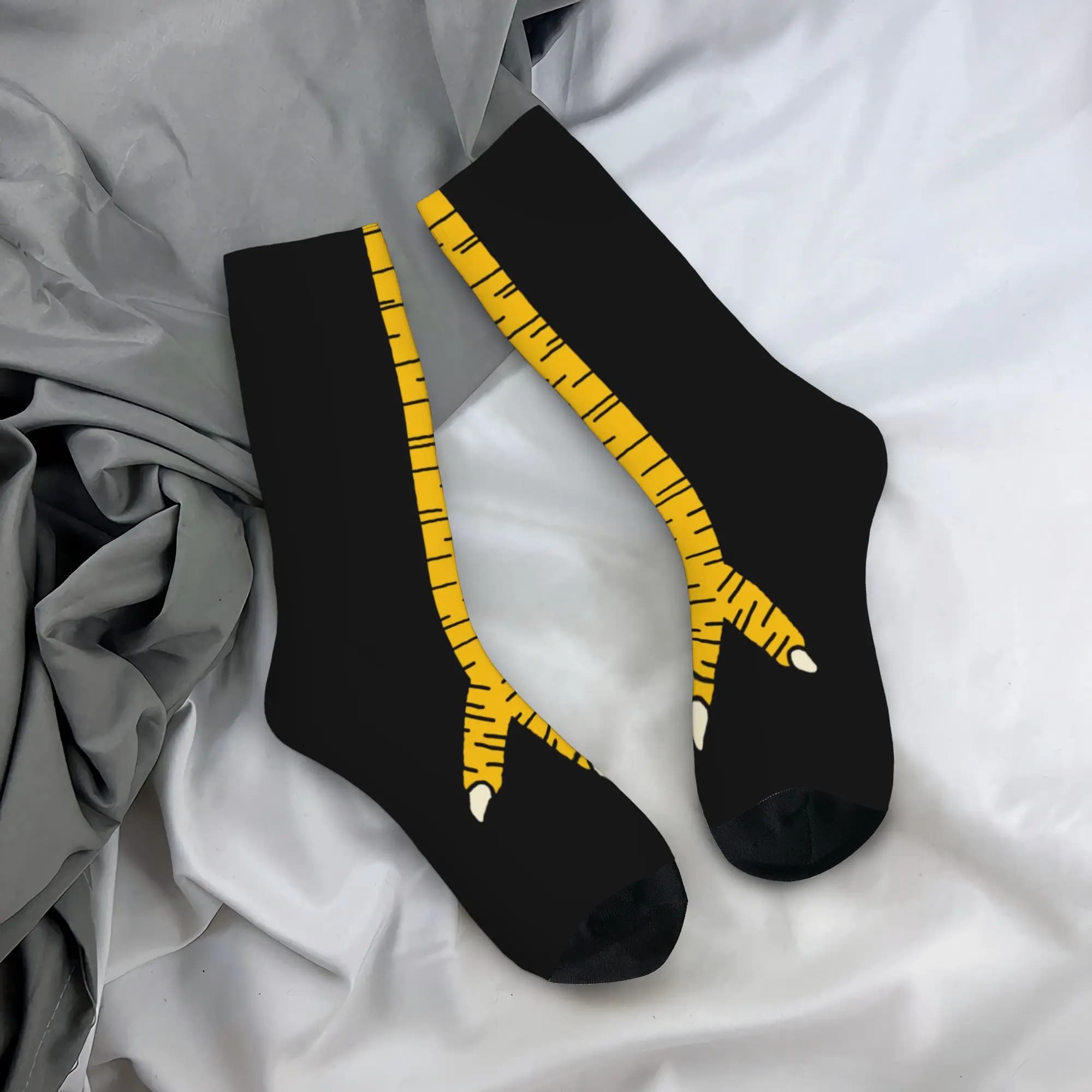 Custom Funny Chicken Nails Dress Socks Men's Women's Warm Fashion Novelty Cartoon Animal Crew Socks