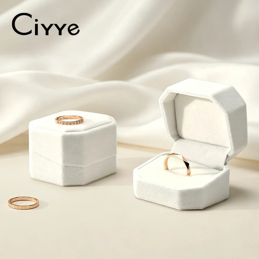 Ciyye Jewelry Ring Box Velvet Organizer Earring Bracelet Necklace Case Ladies Couple Engagement Wedding Storage Display Gift Box