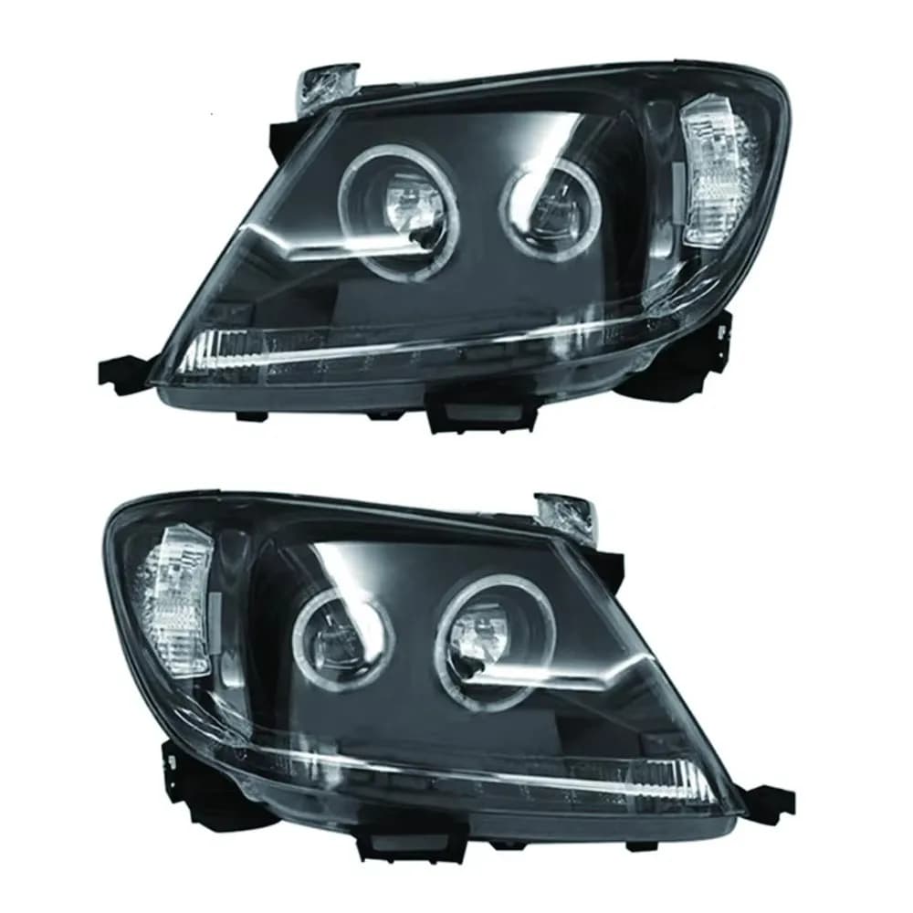 Fari auto per Toyota Hilux Vigo dal 2004 al 2010 LED neri Una coppia