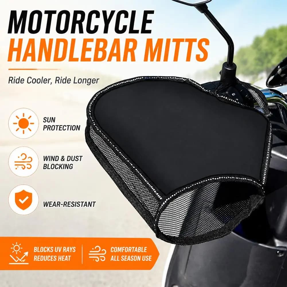 Summer Motorcycle Handlebar Muffs Sun Protection Gloves Breathable Waterproof Oxford Cloth Mesh Riding Gloves 1Pair