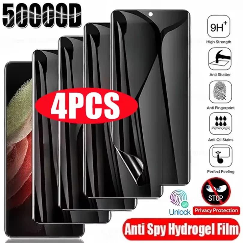 4 pcs anti-spy hydrogel film for Samsung S25 S23 S22 S24 Ultra S20 FE Galaxy Note 20 10 S8 S9 S10 Plus privacy screen protection
