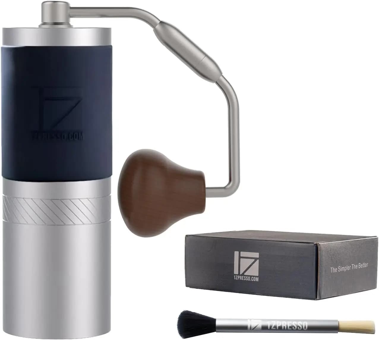 Hand Grinder J Silver 35 g, Stainless Steel Conical Basin, Adjustable Settings