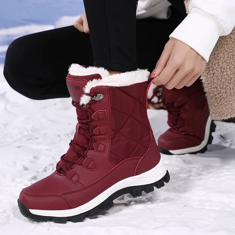 Stivali da Neve Invernali da Donna, Stivaletti Impermeabili Alti, Scarponcini da Escursionismo Caldi e Spessi, Scarpe Outdoor in Cotone, Sneakers