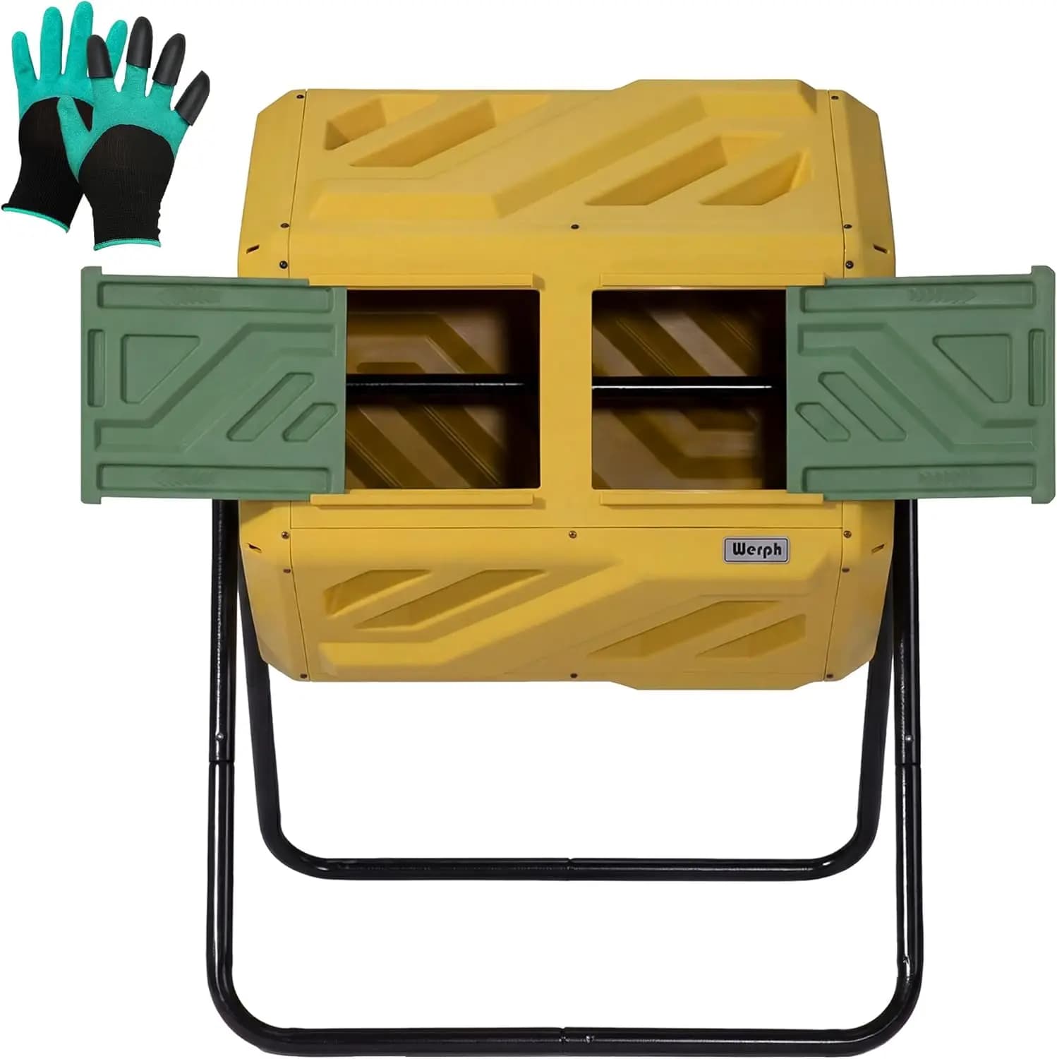 Composter a Doppia Camera da 43 Galloni, Composter Rotante per Giardino e Cucina, Montaggio Rapido per Esterni