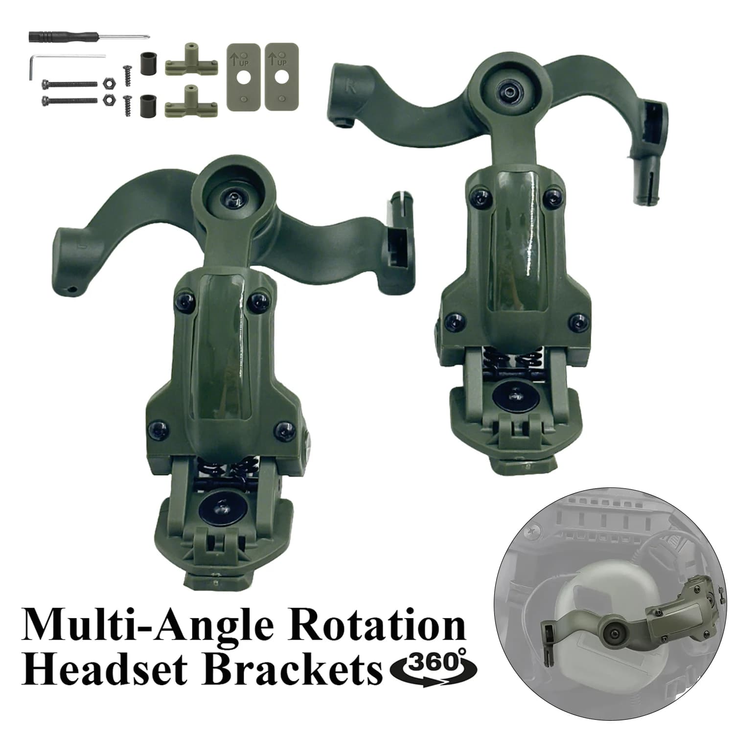 Upgraded Tactical Headset Stand ARC Helmet Headphone Adapter Multi-angle Rotation Helmet Rail Adapter Kit Fit OPS Core ARC Rail