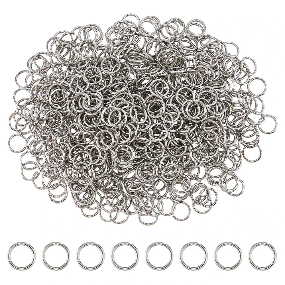 1000Pcs 304 Stainless Steel Jump Rings Open Jump Rings Stainless Steel Color 18 gauge 8x1mm Inner Diameter: 6mm