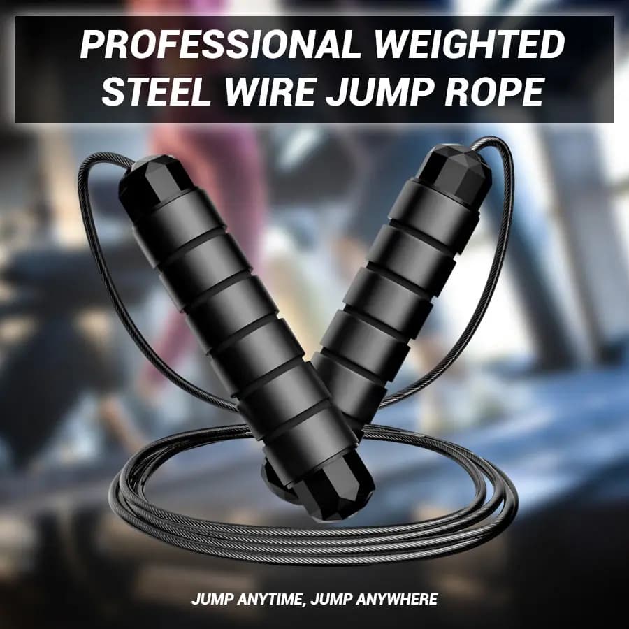 Jumping rope (1 piece), jump rope with breathable grip, steel cable with bearings and patented design for fitness exercises