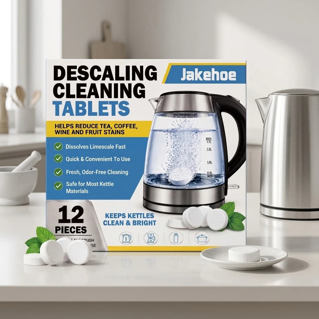 12Pcs Limescale Remover Tablets Powerful Food Grade Descaler for Electric Kettle Coffee Maker Tea Pot Deep Cleaning Kit