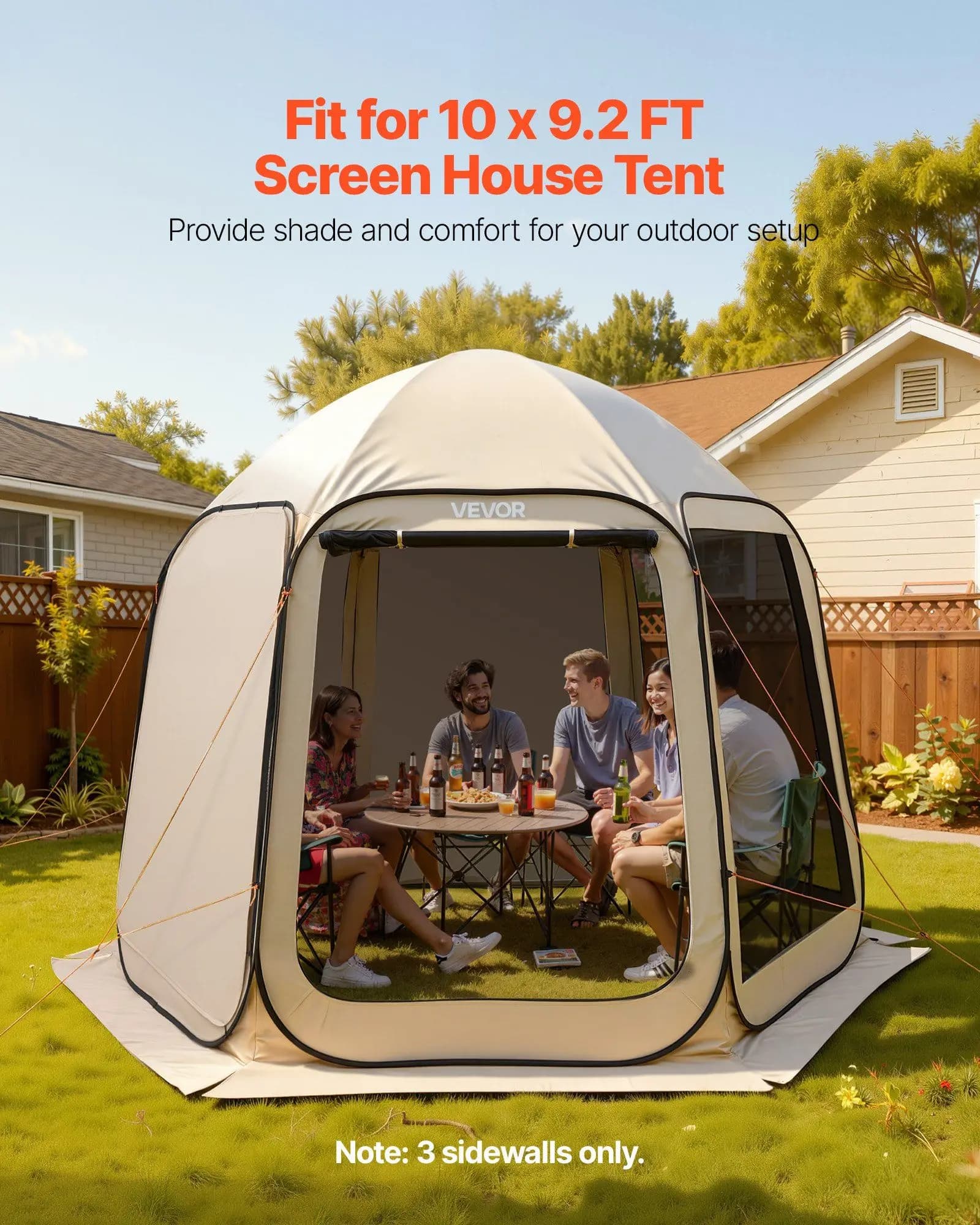 Sun Shade Sail Canopy Covers, Fit for 10 x 9.2 ft Screen House Tent, Sun Protection, 5.51 x 4.23 ft 300D Oxford Silver-Coated Fabric, Pack of 3 (Not Include Tent), for Outdoor Activities, Beige