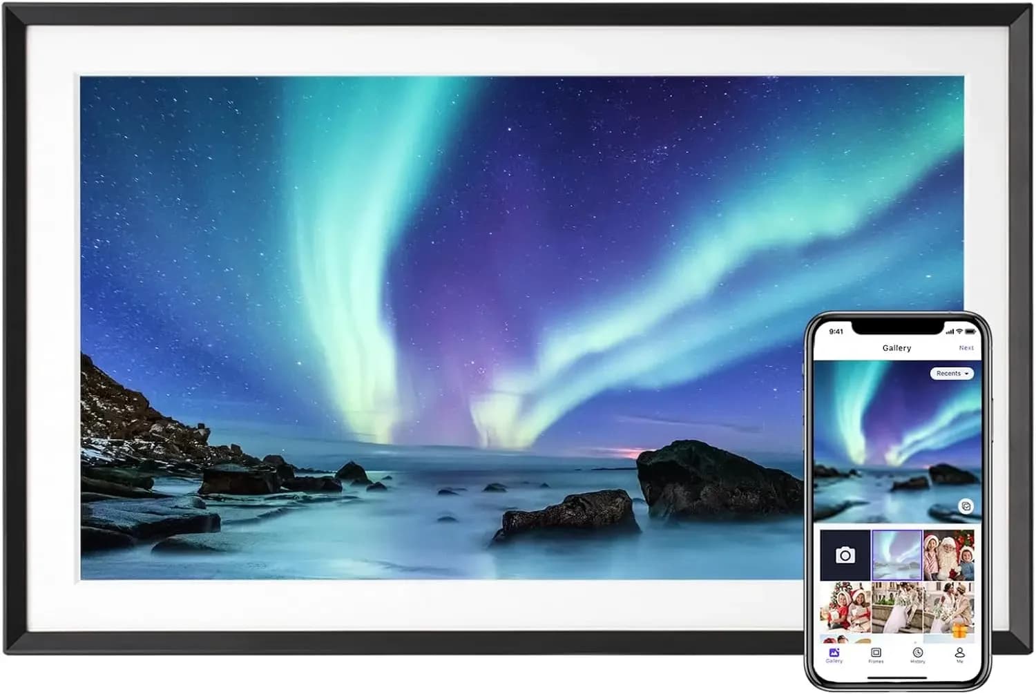 Cornice Digitale da 15.6'' con Schermo Touch IPS 1920x1080, Cornice Fotografica Digitale Intelligente con 32GB di Memoria, Facile Configurazione per Condividere Foto