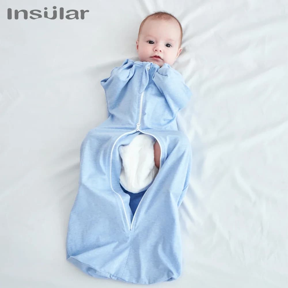 Sacco nanna per neonati con mani sollevate, coperta avvolgente anti-shock, sacco nanna con doppia cerniera, pigiama in cotone per neonati