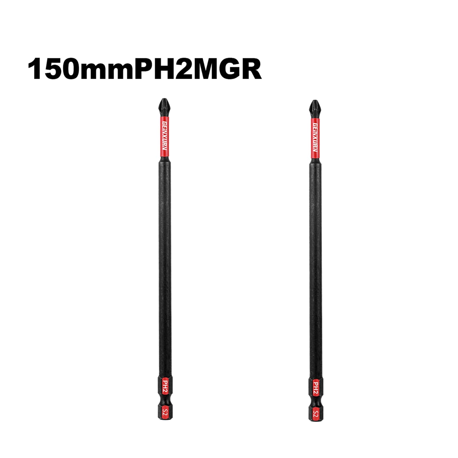 Geinxurn Magnetico da 6 Pollici # 2 punte per cacciavite Phillips, set di punte per cacciavite PH2 in lega S2 resistenti agli urti e antiscivolo