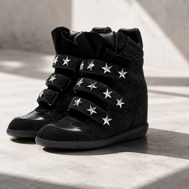 Women’s Rhinestone Ankle Boots, Fashion Lace-Up Chunky Sole Boots for Women, Casual Walking Shoes with Sparkly Crystal Detail