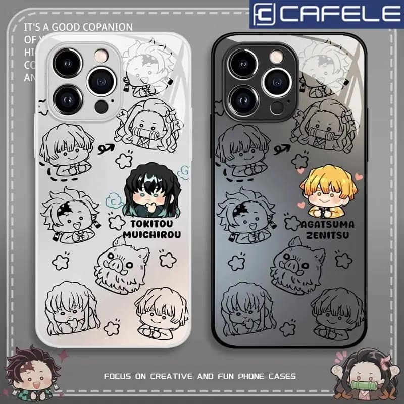 Demon Slayer Anime Cartoon Phone Case Muichiro Tokito Peripheral Goods iphone Protective Case Anti Fall Silicone Fashion Couple