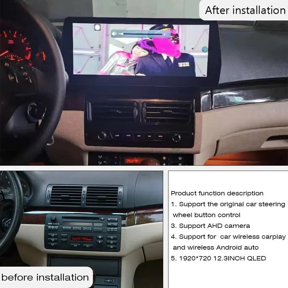 Android14 Autoradio da 12.3 pollici per BMW Serie 5 E39 2013-2017 Autoradio Lettore multimediale Stereo GPS Navi Bluetooth SWC 4G Caplay