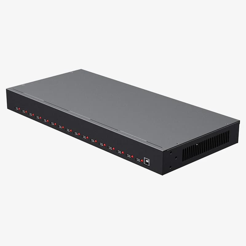 A165C DIN Surface Rack Mountable Metal 16-Port Industrial USB 2.0 Hub 480Mbps 400W Shared USB Charging