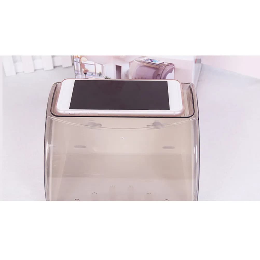 Plastic Waterproof Toilet Paper Holder Wall Mounted Roll Tissue Box Suction Cup Shelf with Phone Key Holder Rack