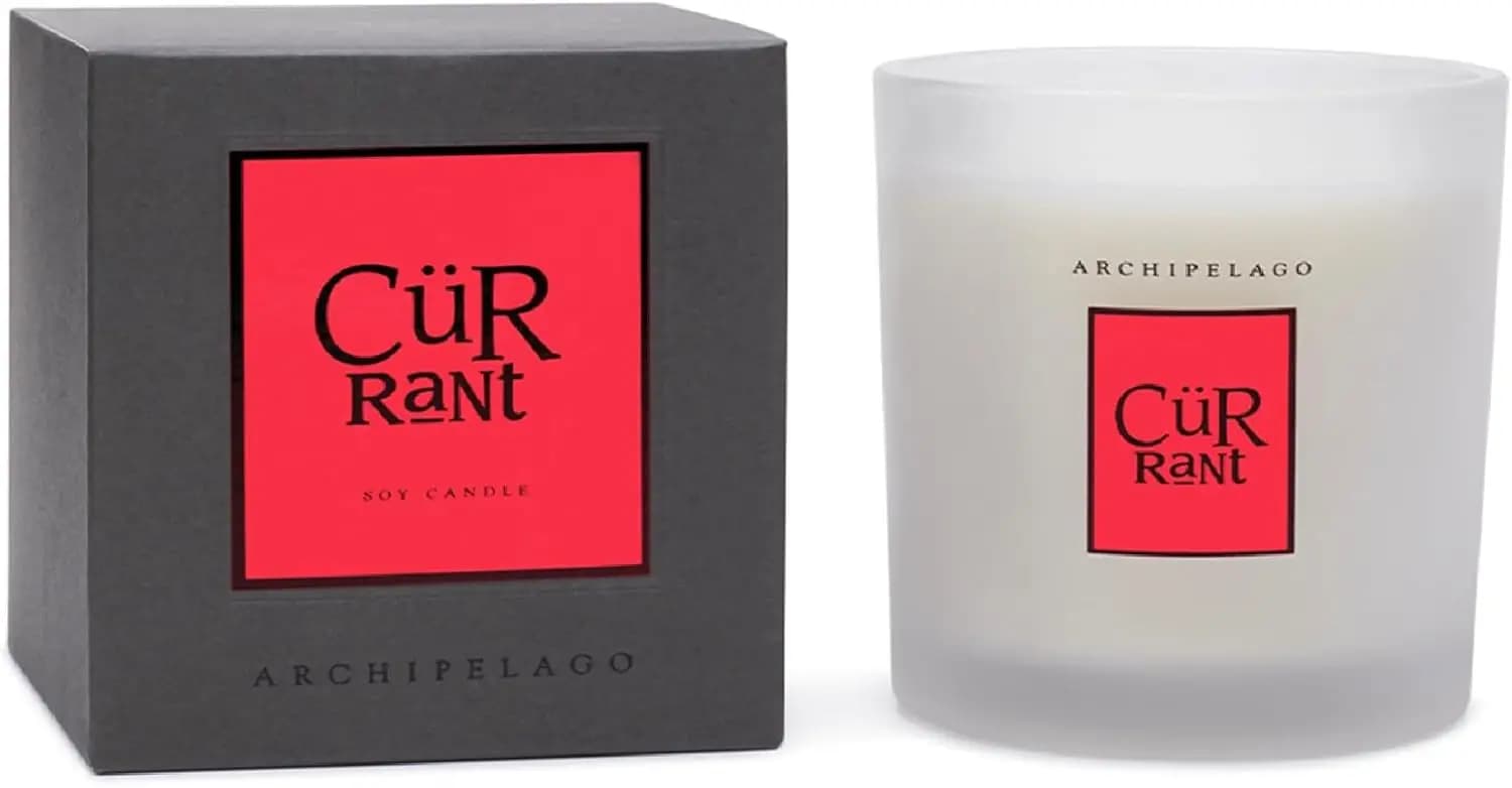 Candela Profumata in Cera di Soia con Fragranza di Ribes, Stoppini Senza Piombo, Vaso in Vetro e Confezione Regalo, Durata 60 Ore