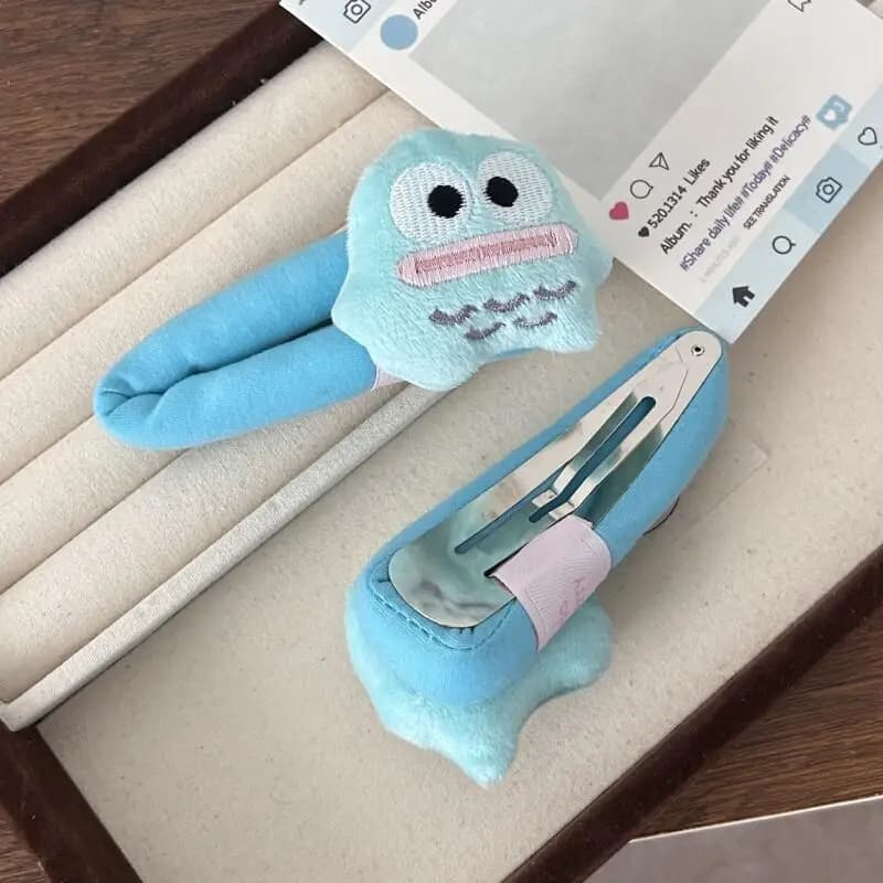Fermaglio per capelli Sponge BB, Sirena Sanrio, Peluche Handon, Pesce brutto, Morbido, Carino, Divertente, Frangia carina, Fermaglio per bordi, Fermaglio per capelli