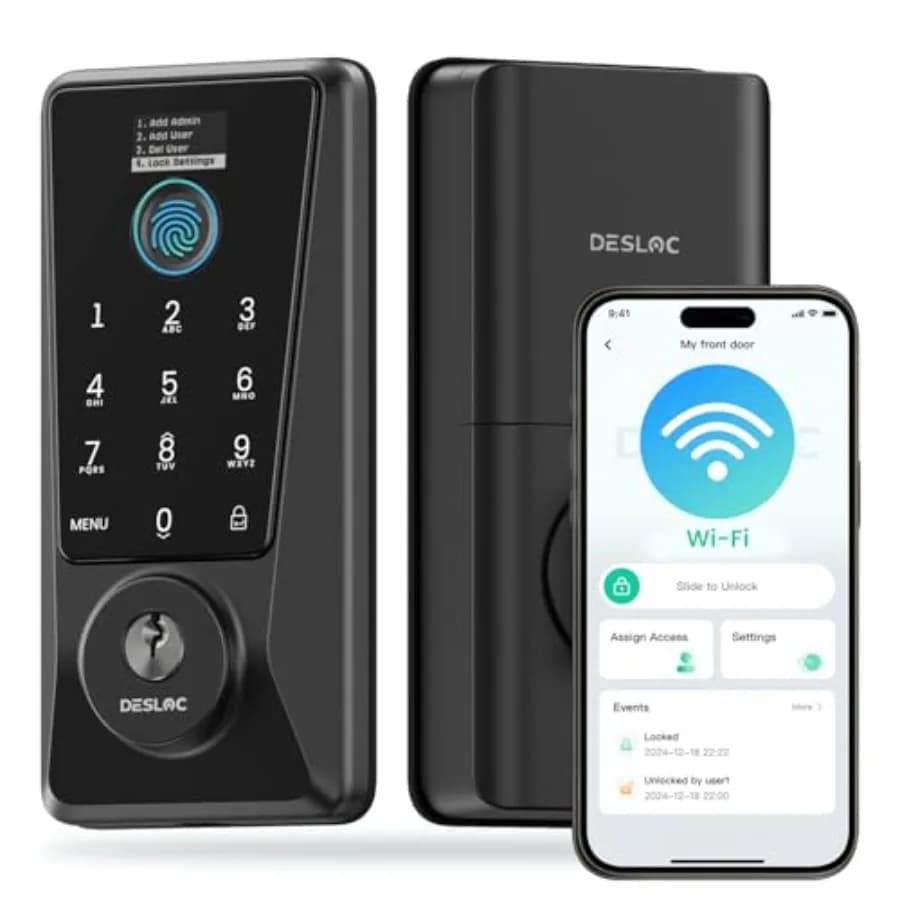 Serratura Intelligente WiFi D110 Plus con Wi-Fi Integrato, Nessun Hub Necessario, Ingresso Senza Chiave con Impronta Digitale, Serratura per Porta d'Ingresso con Tastiera Touchscreen