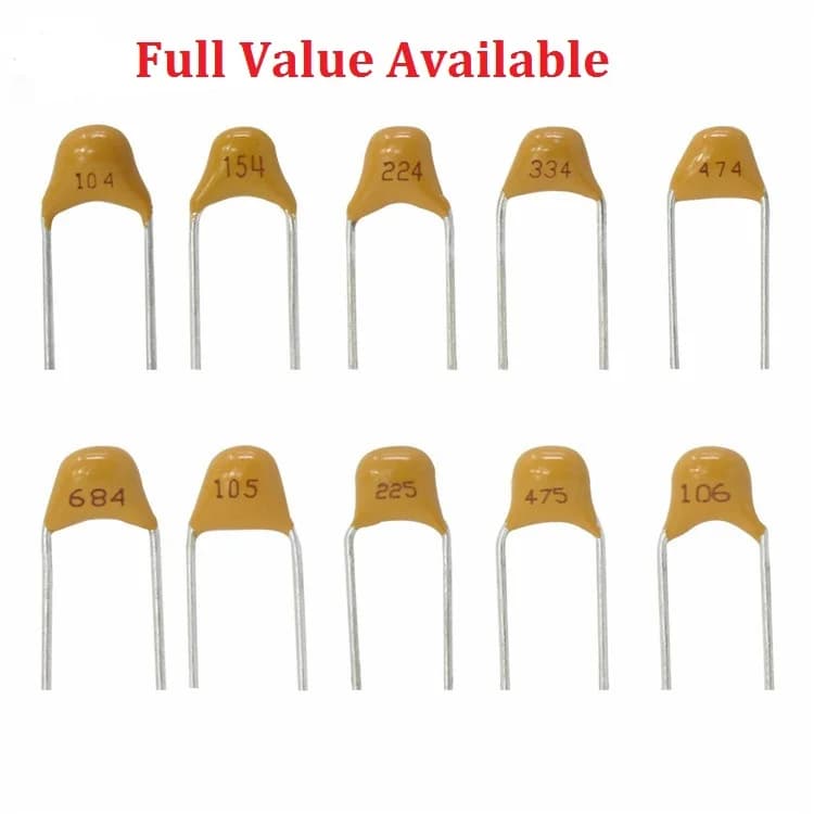 Condensatore ceramico multistrato monolitico 50PC 100 101 102 103 104 105 106 150 152 200 220 50V 5.08MM 1UF 10UF 15PF 1.5NF 20/22PF