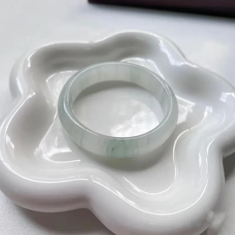 Tianshan Cui golden silk jade bracelet spring jade bracelet with ice seed flower