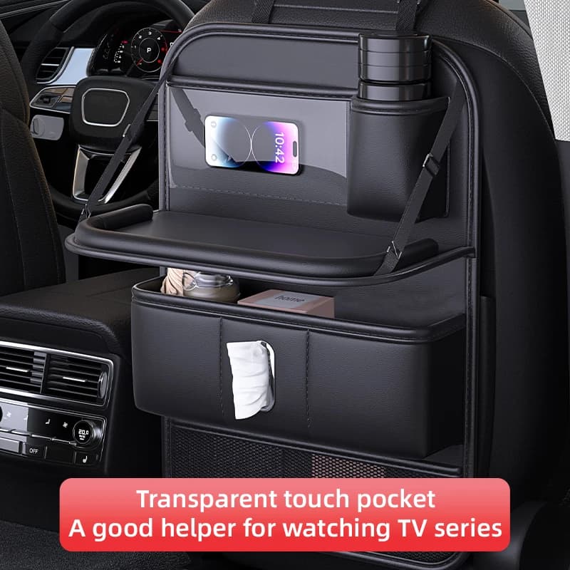 Organizer portaoggetti multitasca per schienale seggiolino auto Accessori auto in pelle PU con texture a grana Napa ​ ​