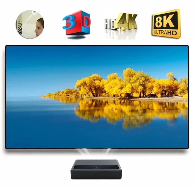 Schermo di Proiezione UST con Telaio in PET Crystal ALR da 100 120 130 Pollici, Reiezione della Luce Ambientale per Proiettore a Tiro Ultra Corto 3D 8K CLR