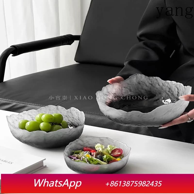 Ciotola in vetro YJQ con motivo ghiacciaio a cambiamento graduale, per frutta, insalata, frutta secca e snack, per uso domestico