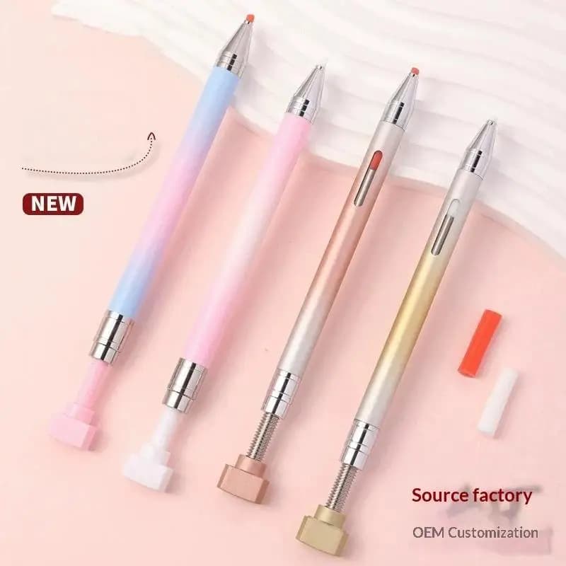 Gradient Point Drill Wax Stick With Self-Adhesive Rotating Nail Art Tool, Portable Dotting Pen For Nail Salon Use Nail Art Pen